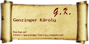 Genzinger Károly névjegykártya